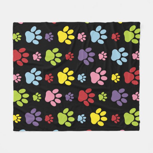 Kleurrijke poten, Paw Pattern, Paw Prints, Dog Paw Fleece Deken (Voorkant (Horizontaal))