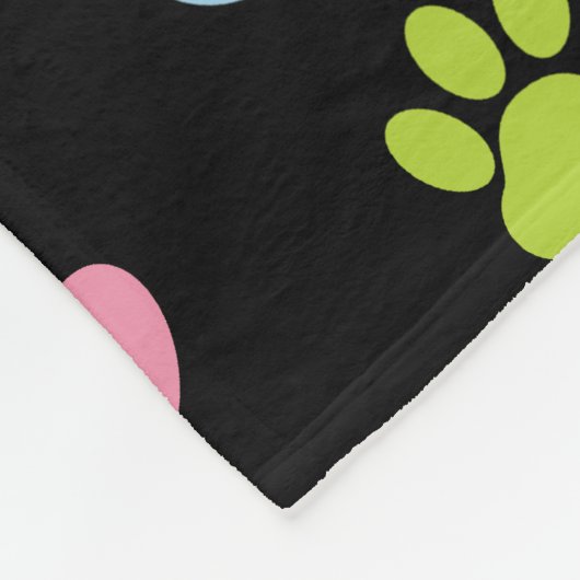 Kleurrijke poten, Paw Pattern, Paw Prints, Dog Paw Fleece Deken (Hoek)