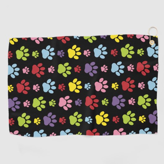 Kleurrijke poten, Paw Pattern, Paw Prints, Dog Paw Golfhanddoek (Horizontaal)