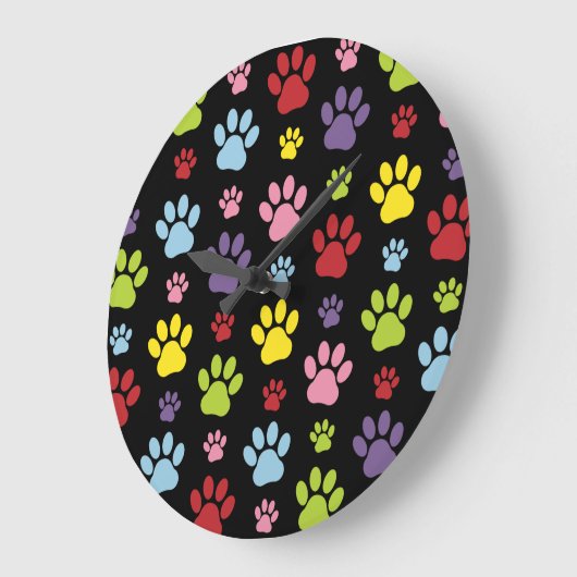 Kleurrijke poten, Paw Pattern, Paw Prints, Dog Paw Grote Klok (Hoek)