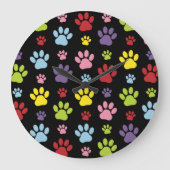 Kleurrijke poten, Paw Pattern, Paw Prints, Dog Paw Grote Klok (Voorkant)