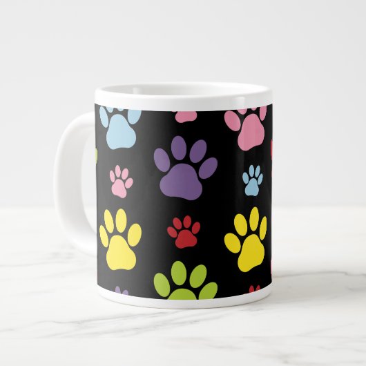 Kleurrijke poten, Paw Pattern, Paw Prints, Dog Paw Grote Koffiekop (Links)