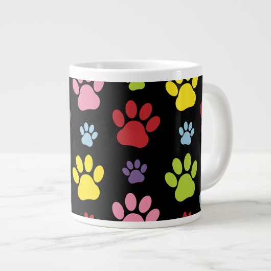 Kleurrijke poten, Paw Pattern, Paw Prints, Dog Paw Grote Koffiekop (Voorkant rechts)