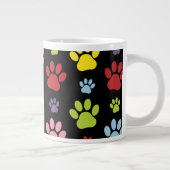 Kleurrijke poten, Paw Pattern, Paw Prints, Dog Paw Grote Koffiekop (Rechts)