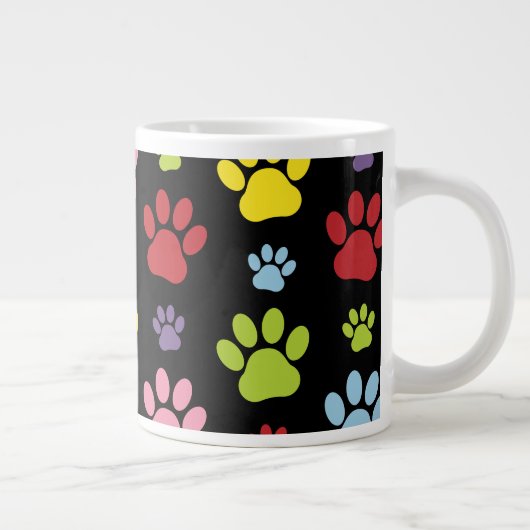Kleurrijke poten, Paw Pattern, Paw Prints, Dog Paw Grote Koffiekop (Rechts)
