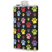 Kleurrijke poten, Paw Pattern, Paw Prints, Dog Paw Heupfles (Links)