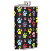 Kleurrijke poten, Paw Pattern, Paw Prints, Dog Paw Heupfles (Rechts)