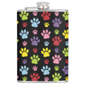 Kleurrijke poten, Paw Pattern, Paw Prints, Dog Paw Heupfles (Voorkant)