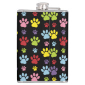 Kleurrijke poten, Paw Pattern, Paw Prints, Dog Paw Heupfles (Achterkant)