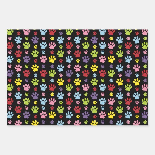Kleurrijke poten, Paw Pattern, Paw Prints, Dog Paw Inpakpapier Vel (Voorkant 2)