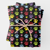 Kleurrijke poten, Paw Pattern, Paw Prints, Dog Paw Inpakpapier Vel (In situ)