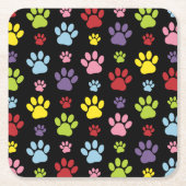 Kleurrijke poten, Paw Pattern, Paw Prints, Dog Paw Kartonnen Onderzetters (Voorkant)
