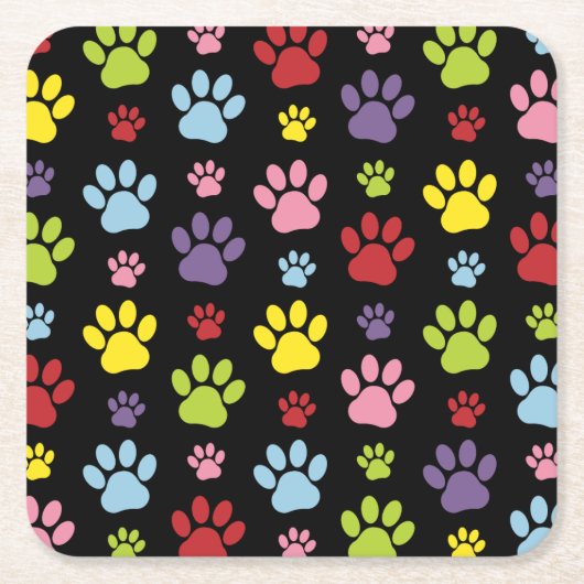 Kleurrijke poten, Paw Pattern, Paw Prints, Dog Paw Kartonnen Onderzetters (Voorkant)