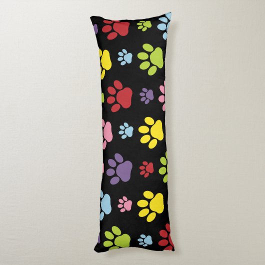 Kleurrijke poten, Paw Pattern, Paw Prints, Dog Paw Lichaamskussen (Achterkant (Verticaal))