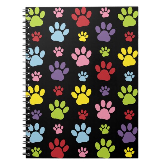 Kleurrijke poten, Paw Pattern, Paw Prints, Dog Paw Notitieboek (Voorkant)