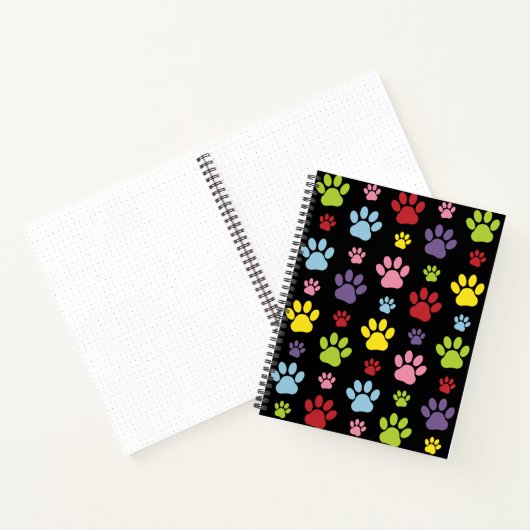 Kleurrijke poten, Paw Pattern, Paw Prints, Dog Paw Notitieboek (Binnen)