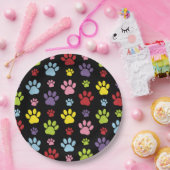 Kleurrijke poten, Paw Pattern, Paw Prints, Dog Paw Papieren Bordje (Feest)