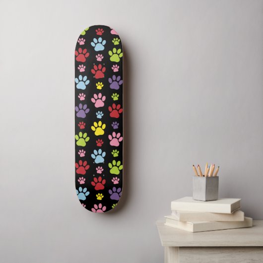 Kleurrijke poten, Paw Pattern, Paw Prints, Dog Paw Persoonlijk Skateboard (Muurkunst)