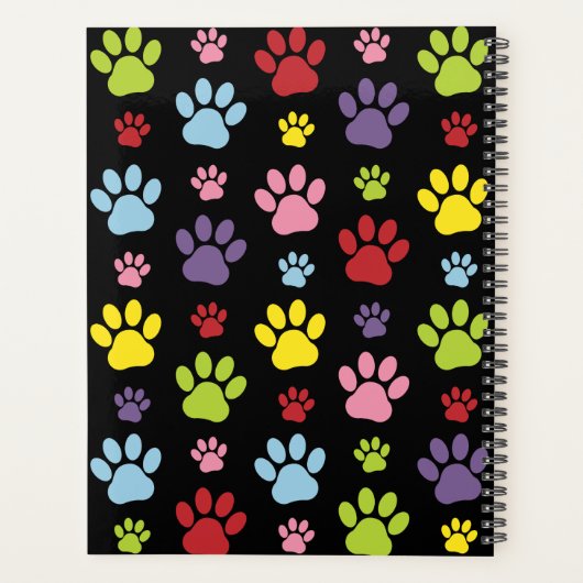 Kleurrijke poten, Paw Pattern, Paw Prints, Dog Paw Planner (Achterkant)