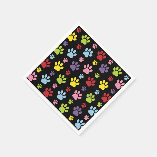 Kleurrijke poten, Paw Pattern, Paw Prints, Dog Paw Servet (Hoek)