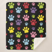 Kleurrijke poten, Paw Pattern, Paw Prints, Dog Paw Sherpa Deken (Voorkant)