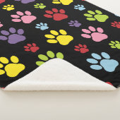 Kleurrijke poten, Paw Pattern, Paw Prints, Dog Paw Sherpa Deken (3/4)