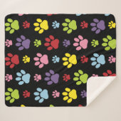 Kleurrijke poten, Paw Pattern, Paw Prints, Dog Paw Sherpa Deken (Voorkant (horizontaal))