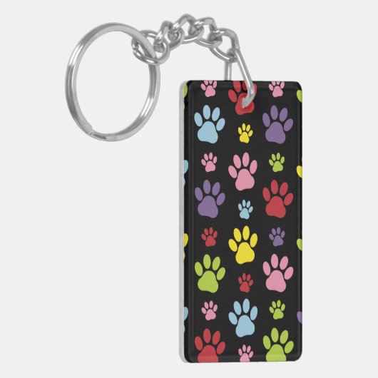Kleurrijke poten, Paw Pattern, Paw Prints, Dog Paw Sleutelhanger (Voorkant Links)