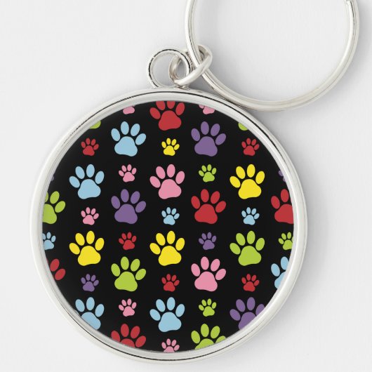 Kleurrijke poten, Paw Pattern, Paw Prints, Dog Paw Sleutelhanger (Voorkant)