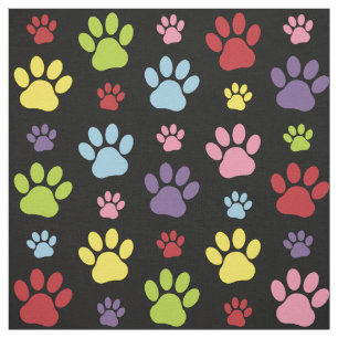 Kleurrijke poten, Paw Pattern, Paw Prints, Dog Paw Stof