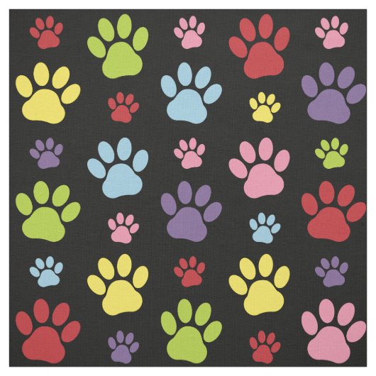 Kleurrijke poten, Paw Pattern, Paw Prints, Dog Paw Stof (Swatch)