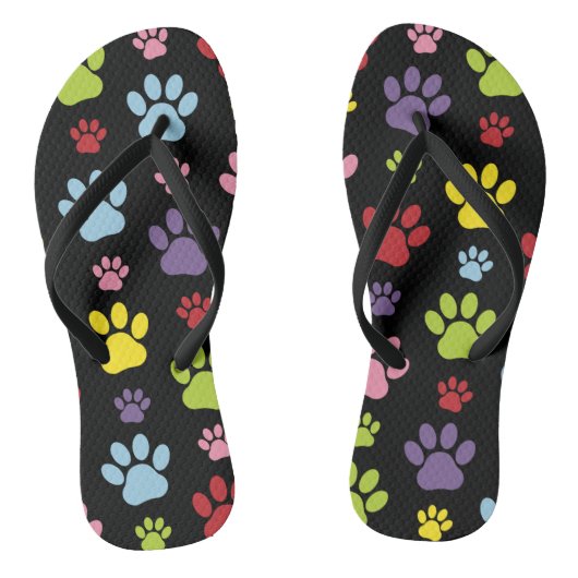 Kleurrijke poten, Paw Pattern, Paw Prints, Dog Paw Teenslippers (Voetbed)