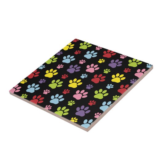 Kleurrijke poten, Paw Pattern, Paw Prints, Dog Paw Tegeltje (Zijkant)