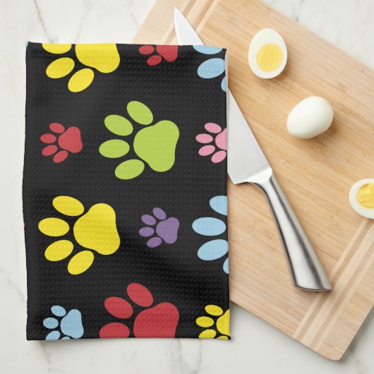 Kleurrijke poten, Paw Pattern, Paw Prints, Dog Paw Theedoek (Quarter Fold)