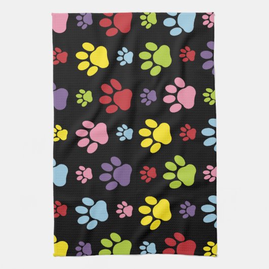 Kleurrijke poten, Paw Pattern, Paw Prints, Dog Paw Theedoek (Verticaal)