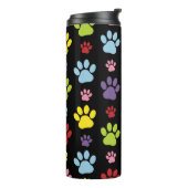 Kleurrijke poten, Paw Pattern, Paw Prints, Dog Paw Thermosbeker (Gedraaid links)