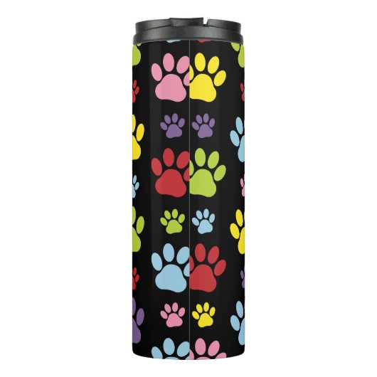 Kleurrijke poten, Paw Pattern, Paw Prints, Dog Paw Thermosbeker (Achterkant)