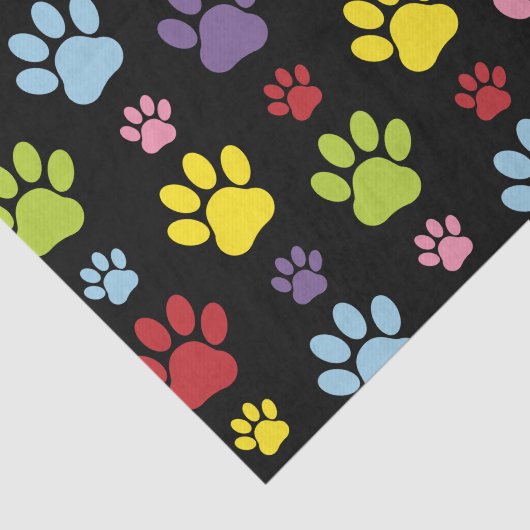 Kleurrijke poten, Paw Pattern, Paw Prints, Dog Paw Tissuepapier (Detail)