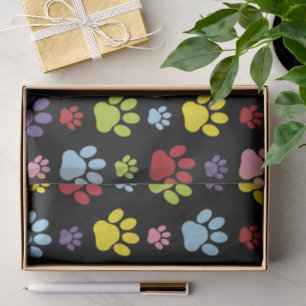 Kleurrijke poten, Paw Pattern, Paw Prints, Dog Paw Tissuepapier