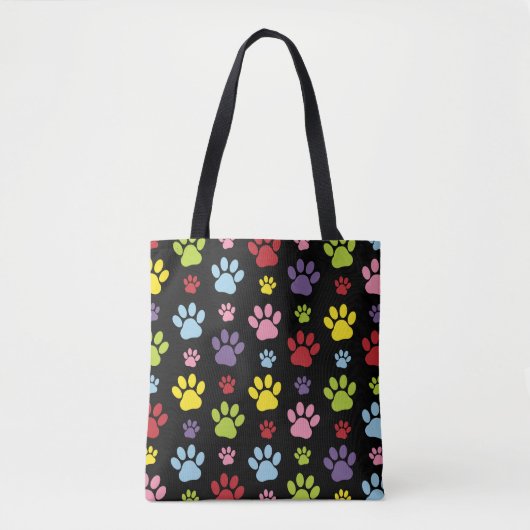 Kleurrijke poten, Paw Pattern, Paw Prints, Dog Paw Tote Bag (Voorkant)