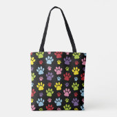 Kleurrijke poten, Paw Pattern, Paw Prints, Dog Paw Tote Bag (Achterkant)