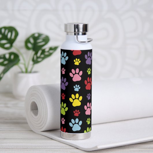 Kleurrijke poten, Paw Pattern, Paw Prints, Dog Paw Waterfles (Yoga)