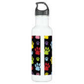 Kleurrijke poten, Paw Pattern, Paw Prints, Dog Paw Waterfles (Achterkant)
