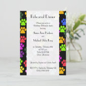 Kleurrijke poten, Paw Pattern, Rehearsal Dinner Kaart (Staand voorkant)