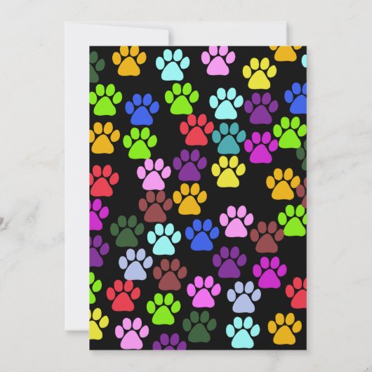 Kleurrijke poten, Paw Pattern, Rehearsal Dinner Kaart (Achterkant)
