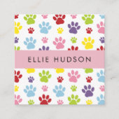 Kleurrijke poten, tandbaars, tandproever, hondenbo vierkante visitekaartje (Voorkant)