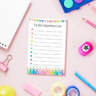 Kleurrijke potloden en sterren Belangrijke lijst o Post-it® Notes
