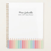 Kleurrijke potloden Gepersonaliseerde Leraar Jaar  Planner (Voorkant)