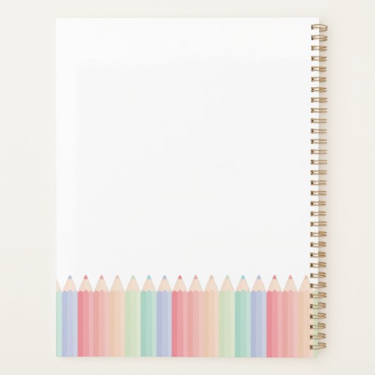 Kleurrijke potloden Gepersonaliseerde Leraar Jaar  Planner (Achterkant)