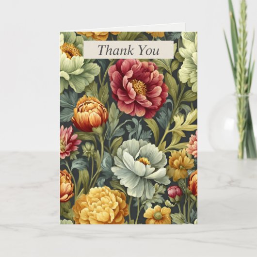 Kleurrijke potlood getrokken bloemen dank u kaart (Voorkant)